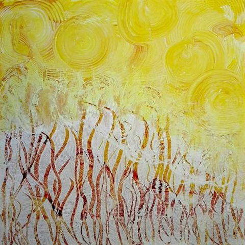 "Sonnenenergie", Acryl auf Leinwand 40 x 40 cm