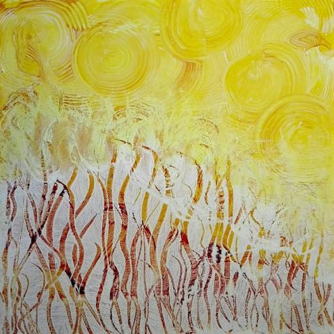 "Sonnenenergie", Acryl auf Leinwand 40 x 40 cm